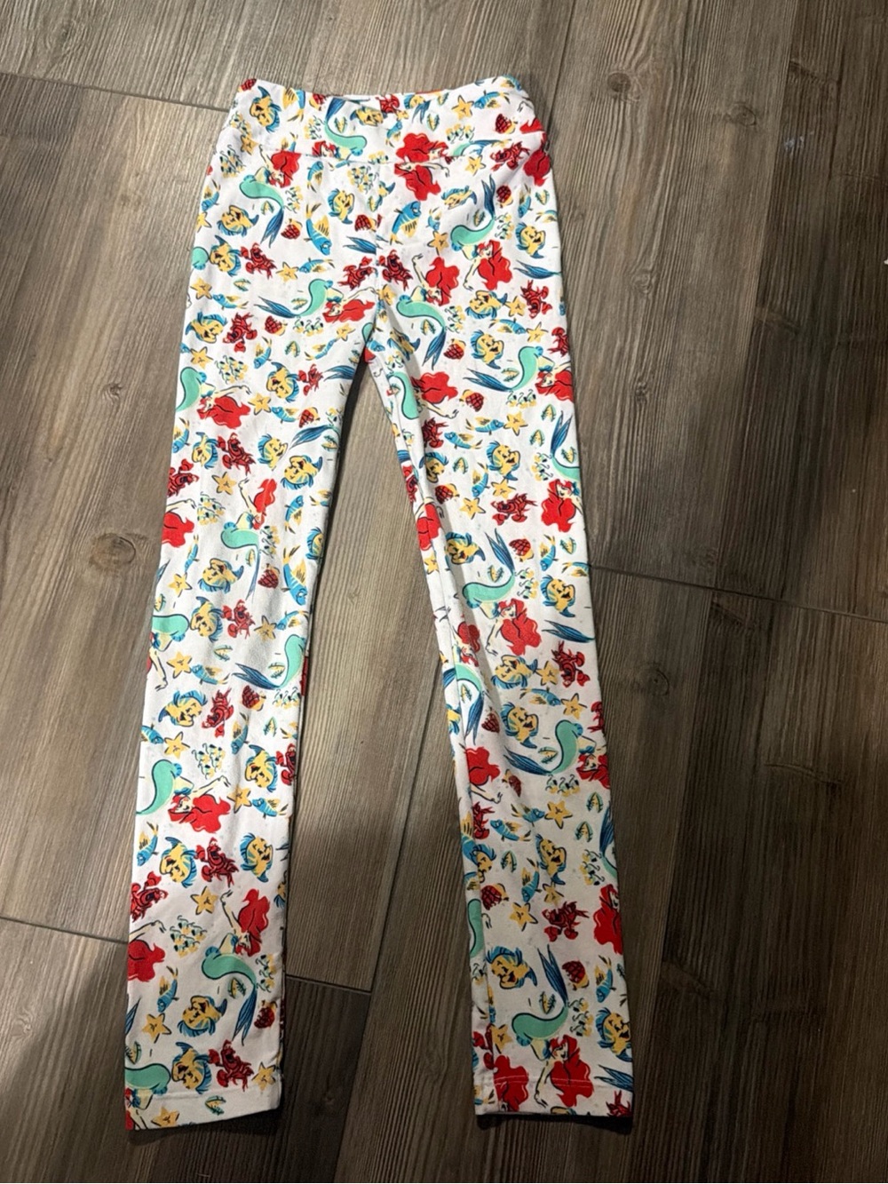 LuLaRoe White little Mermaid print  Kids Leggings girls l/ xl